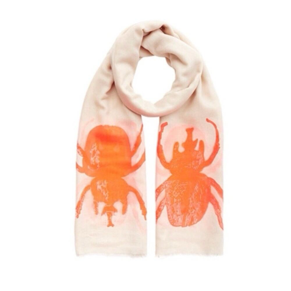 India Hicks Scarf Scarab Beetle Pareo Wrap 74”x40" Light Fabric Sand Neon Orange